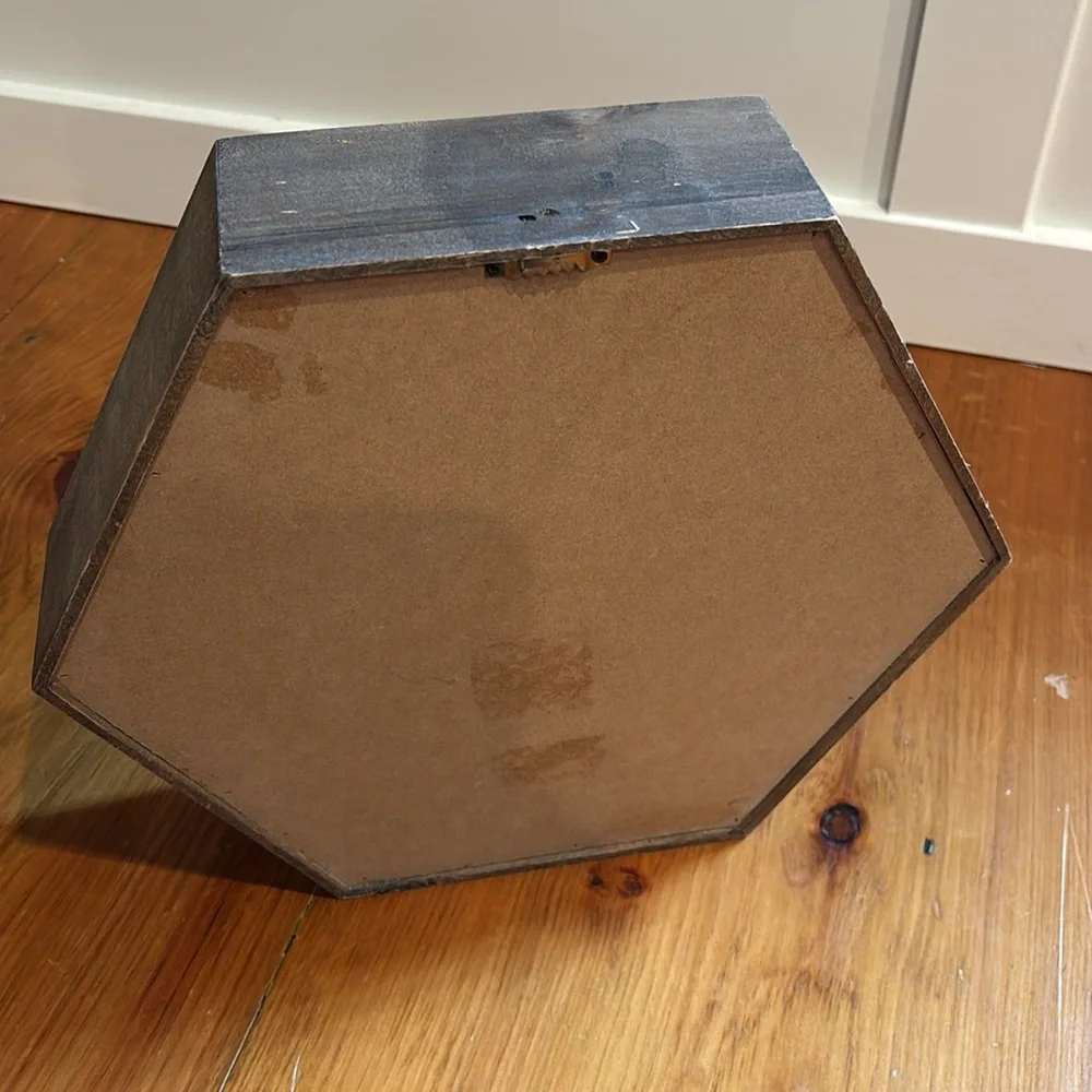 OOAK Hexagonal Shadow Box Shelf with Arrow Pattern Teen Middle School 13” x 15”